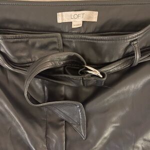 LOFT Black Leather Pants with Belt